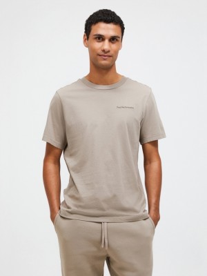 Beige Men Peak Performance Original Small Logo T-shirt | US-CNQXP8759