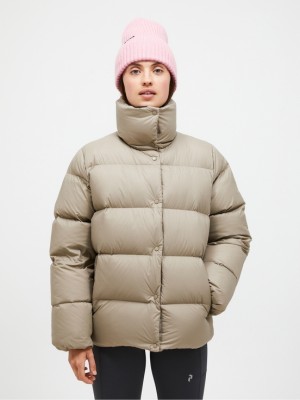 Beige Women Peak Performance Puffer Down Jacket | US-NRYGV7051