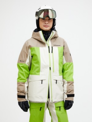 Beige / Green / Cream Men Peak Performance Gravity Gore-tex 3l Shell Ski Jacket | US-AUTQP8105