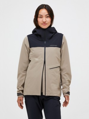 Beige / Navy Women Peak Performance Commuter Hipe 3l Shell Jacket | US-TQKRD7530