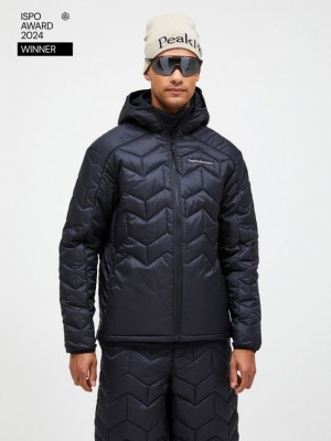 Black Men Peak Performance Elevate Hood Down Jacket | US-QWSVH2158