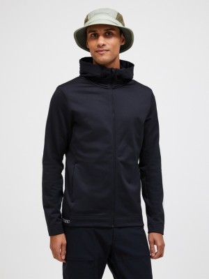 Black Men Peak Performance Rider Tech Zip Hood Midlayers | US-PVAHK7813