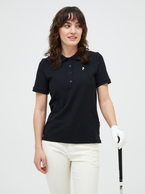 Black Women Peak Performance Classic Cotton Polo Shirts | US-EORLU7683