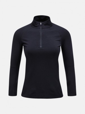 Black Women Peak Performance Magic Half Zip Base Layer | US-ROUVC3874