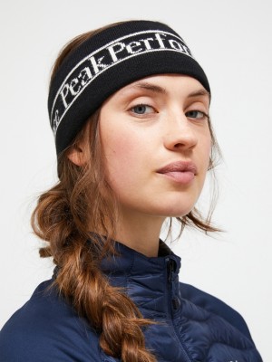 Black / White Men Peak Performance Pow Headband | US-TNIJW7463