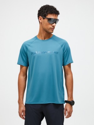 Blue Men Peak Performance Active T-shirt | US-MUOCA5470