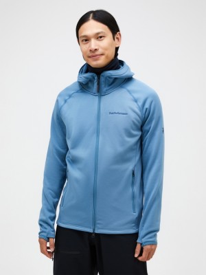 Blue Men Peak Performance Chill Light Zip Hood Midlayers | US-FIWMT9386