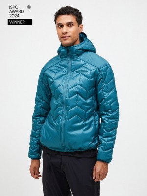 Blue Men Peak Performance Elevate Hood Down Jacket | US-BTPGI0824