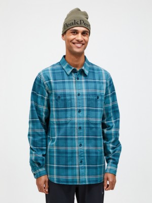 Blue Men Peak Performance Heavy Cotton Shirts | US-PGFKL9420