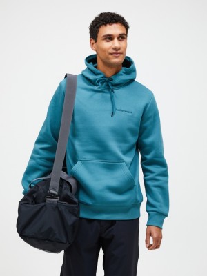 Blue Men Peak Performance Original Small Logo Hood Hoodie | US-XFUYN3154