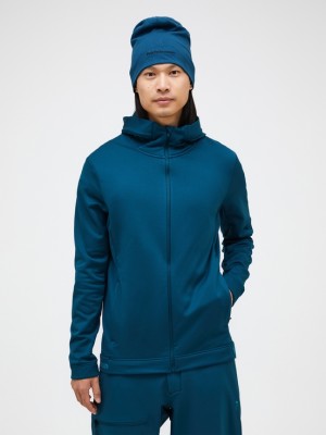 Blue Men Peak Performance Rider Tech Zip Hood Midlayers | US-LVMDO1520