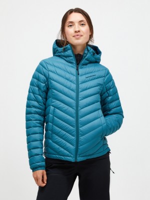 Blue Women Peak Performance Frost Hood Down Jacket | US-XKZRB2761