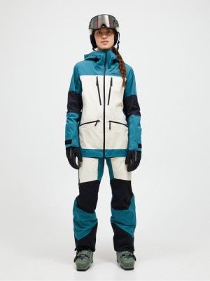 Blue / Cream Women Peak Performance Vertical Gore-tex Pro 3l Shell Ski Jacket | US-DMJGY9354