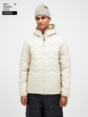 Cream Men Peak Performance Elevate Hood Down Jacket | US-BNKHF8613