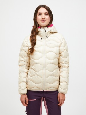 Cream Women Peak Performance Helium Hood Down Jacket | US-LOKXI5874