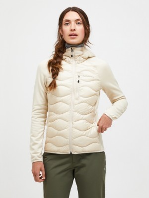 Cream Women Peak Performance Helium Hybrid Hood Down Jacket | US-BYNAS2367