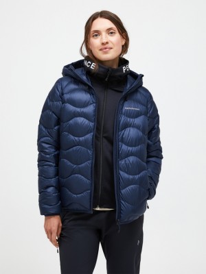 Dark Blue Women Peak Performance Helium Hood Down Jacket | US-POHTU8427