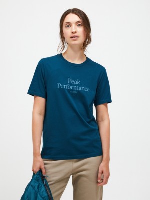 Dark Blue Women Peak Performance Original T-shirt | US-OWVHS8139