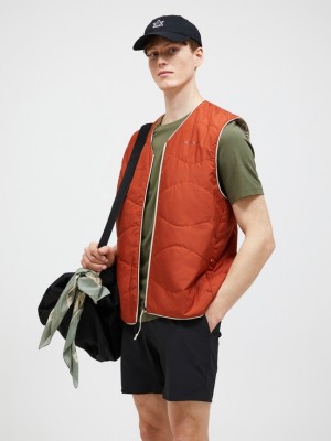 Dark Orange / White Men Peak Performance Insulated Reversible Vest | US-ODSWU1369