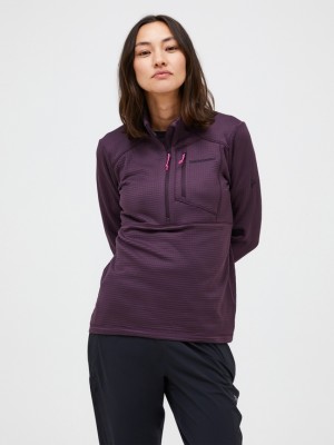 Dark Purlple Women Peak Performance Trail Polartec® Power Grid™ Half Zip Fleece | US-YVPAW1658