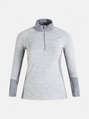 Grey Women Peak Performance Magic Half Zip Base Layer | US-GRKWI1258