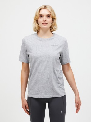 Grey Women Peak Performance Original Small Logo T-shirt | US-GDHBV3946