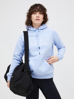 Light Blue Women Peak Performance Original Hoodie | US-LQNYM2680