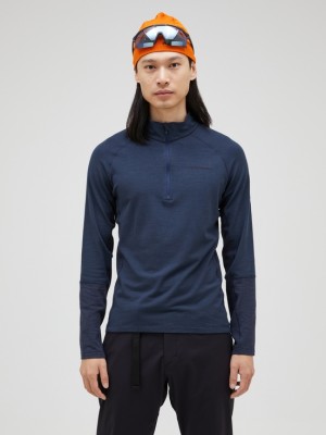 Navy Men Peak Performance Magic Half Zip Wool-blend Base Layer | US-WNACD6351