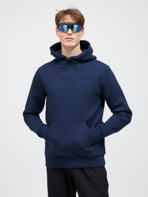 Navy Men Peak Performance Original Small Logo Hood Hoodie | US-KMPCN2931