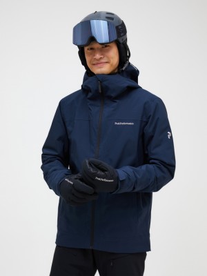 Navy Men Peak Performance Rider Tech Insulated Ski Jacket | US-XDQBI4271