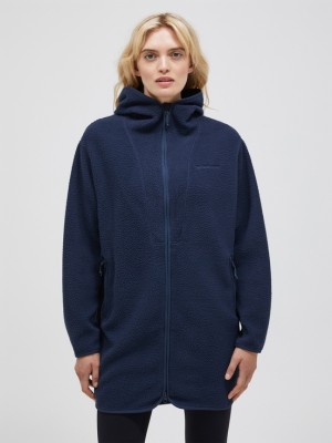 Navy Women Peak Performance Pile Long Zip Knitwear | US-IUNPQ6987