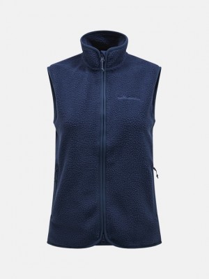 Navy Women Peak Performance Pile Vest | US-BQIRN9460