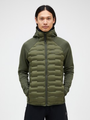 Olive Men Peak Performance Argon Hybrid Hood Winter Jacket | US-XGTOB0263