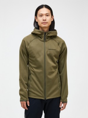 Olive Men Peak Performance Chill Light Zip Hood Midlayers | US-JRSFM7263