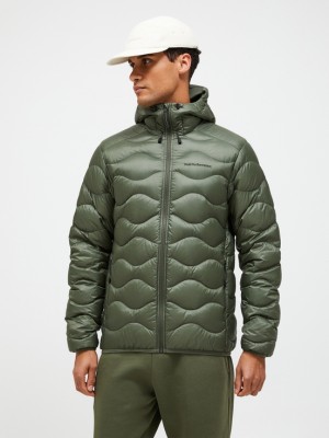 Olive Men Peak Performance Helium Hood Down Jacket | US-XZEQJ2351