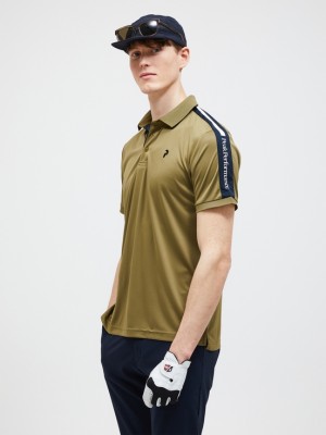 Olive Men Peak Performance Player Polo Polo Shirts | US-GVQMS0584