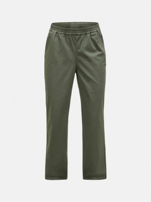 Olive Women Peak Performance Woven Stretch Pants | US-JQBMD7426