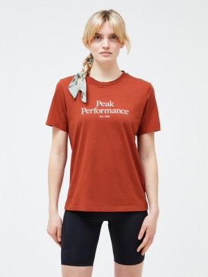 Orange Brown Women Peak Performance Original T-shirt | US-SDYBW0743