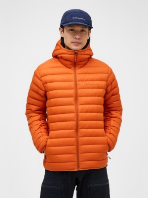 Orange Men Peak Performance Liner Hood Down Jacket | US-WUIVP9406