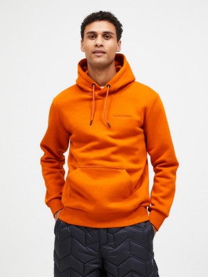 Orange Men Peak Performance Original Small Logo Hood Hoodie | US-SELKD8392