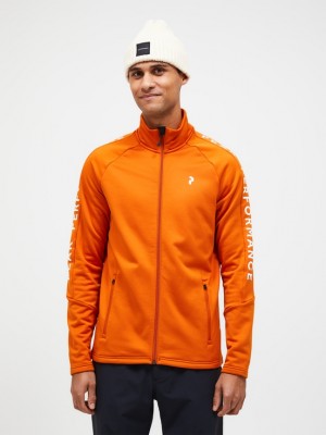 Orange Men Peak Performance Rider Zip Midlayers | US-AXPEN2764