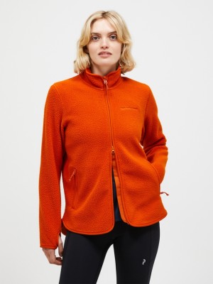 Orange Women Peak Performance Pile Zip Fleece Jacket | US-WCTZM3048