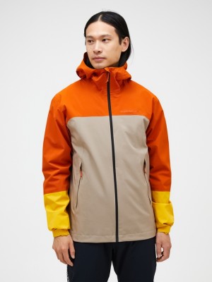 Orange / Khaki / Yellow Men Peak Performance Trail Hipe Shell Jacket | US-DLPKI1563