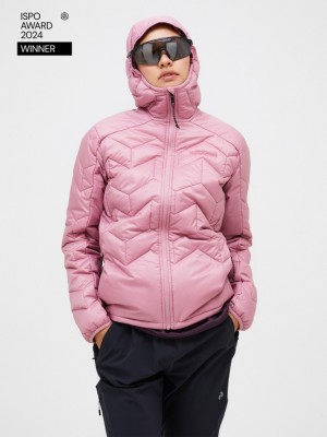 Pink Women Peak Performance Elevate Hood Winter Jacket | US-SQDHX6782