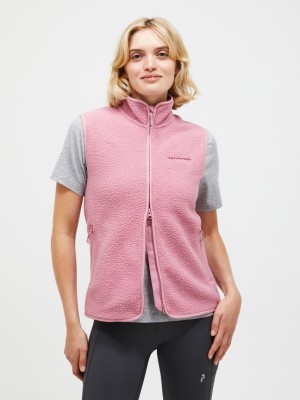 Pink Women Peak Performance Pile Vest | US-RTVAI0843