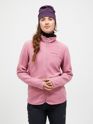 Pink Women Peak Performance Pile Zip Fleece Jacket | US-APEBL5198