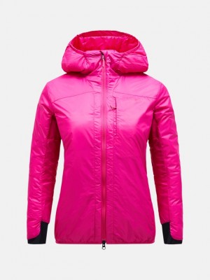 Pink Women Peak Performance Radiance Hood Winter Jacket | US-WTPAG7326