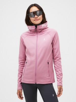 Pink Women Peak Performance Rider Zip Hood Midlayers | US-PWUTX1528