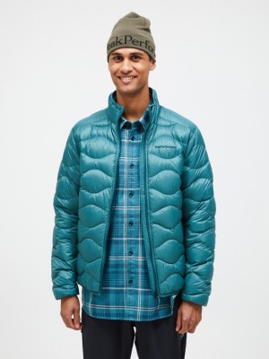 Turquoise Men Peak Performance Helium Down Jacket | US-COEFP0749