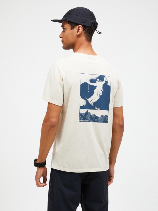 Beige Men Peak Performance Explore Graphic T-shirt | US-CJZAE7438